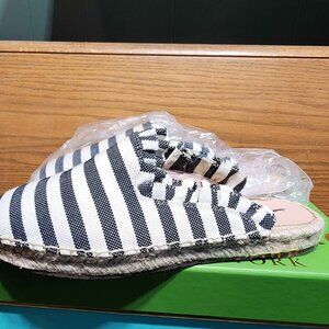Kate Spade Laila Striped Canvas Espadrille Slip on Mules Size 7
